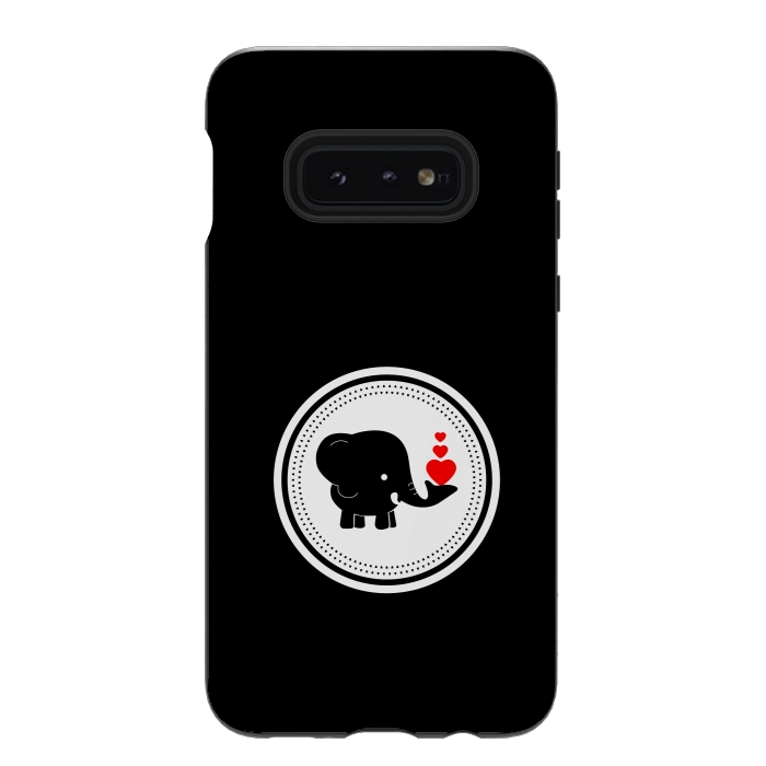 Galaxy S10e StrongFit elephant with hearts by TMSarts