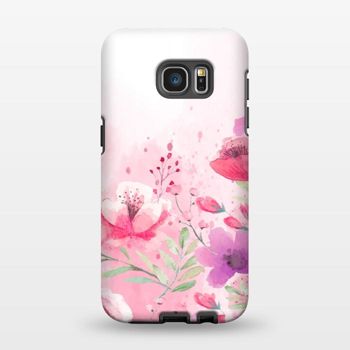 Galaxy S7 EDGE StrongFit pink floral print by MALLIKA