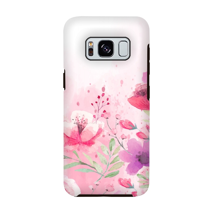 Galaxy S8 StrongFit pink floral print by MALLIKA
