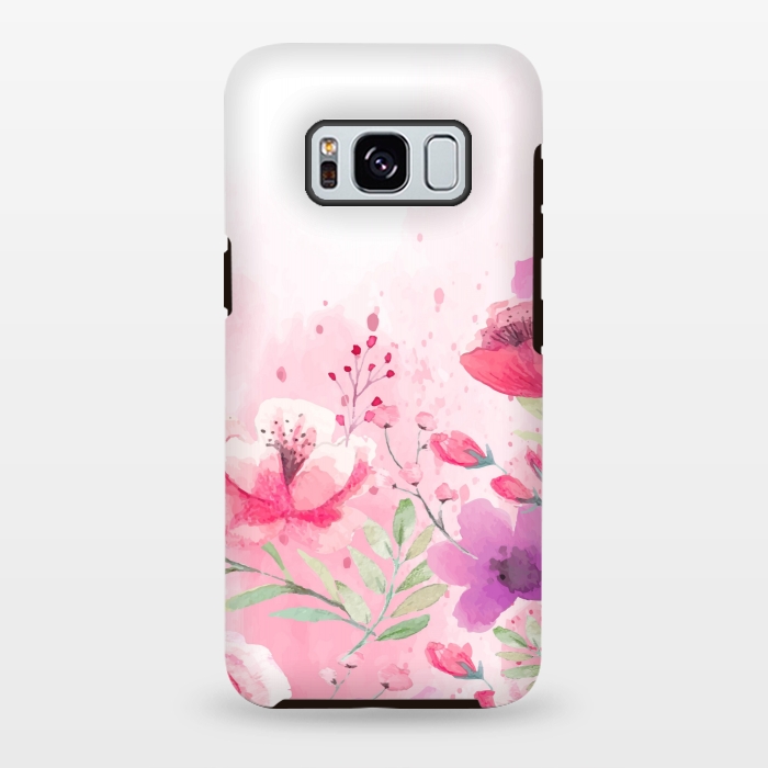 Galaxy S8 plus StrongFit pink floral print by MALLIKA