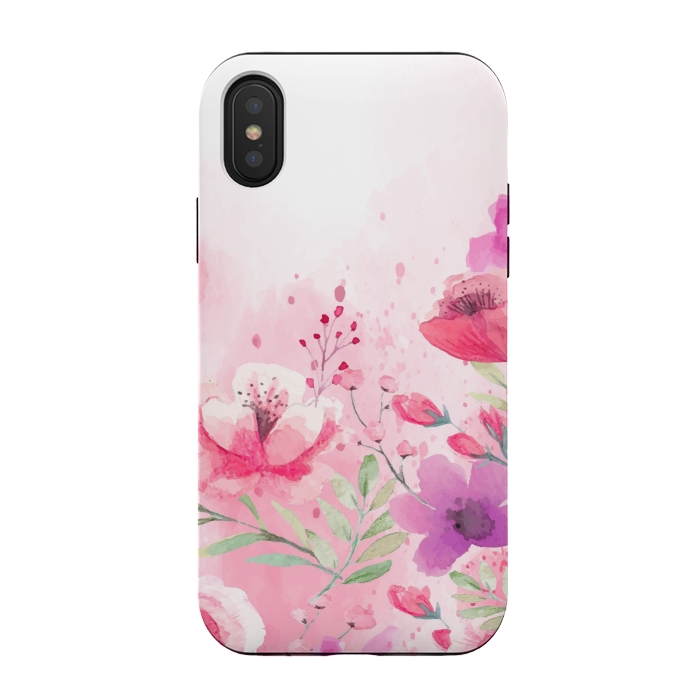 iPhone Xs / X StrongFit pink floral print by MALLIKA