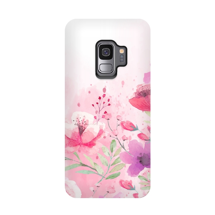 Galaxy S9 StrongFit pink floral print by MALLIKA