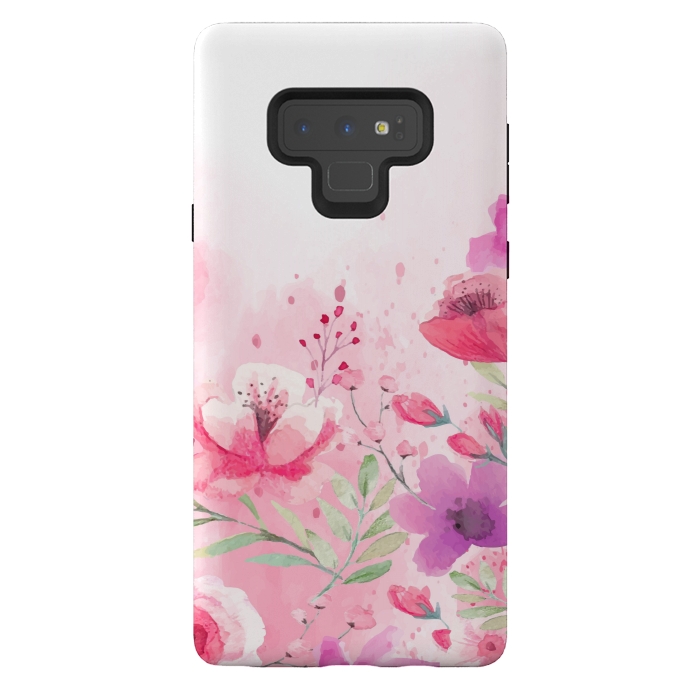 Galaxy Note 9 StrongFit pink floral print by MALLIKA