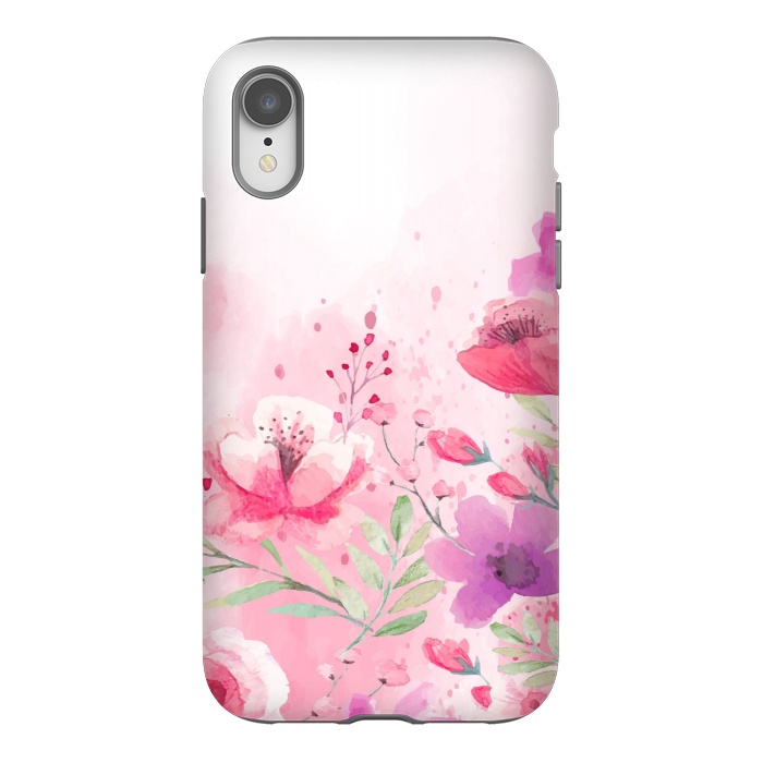 iPhone Xr StrongFit pink floral print by MALLIKA