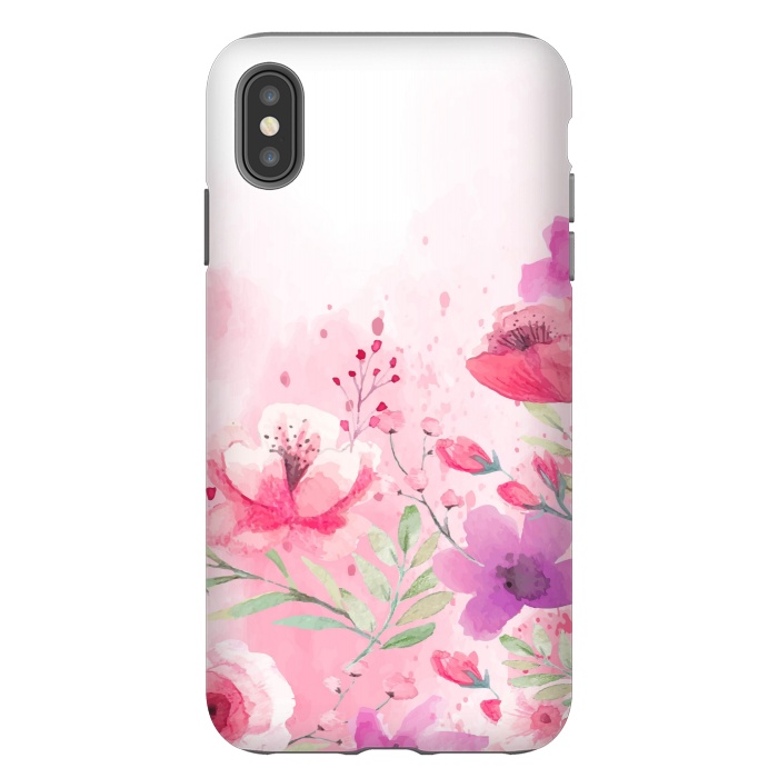 iPhone Xs Max StrongFit pink floral print by MALLIKA