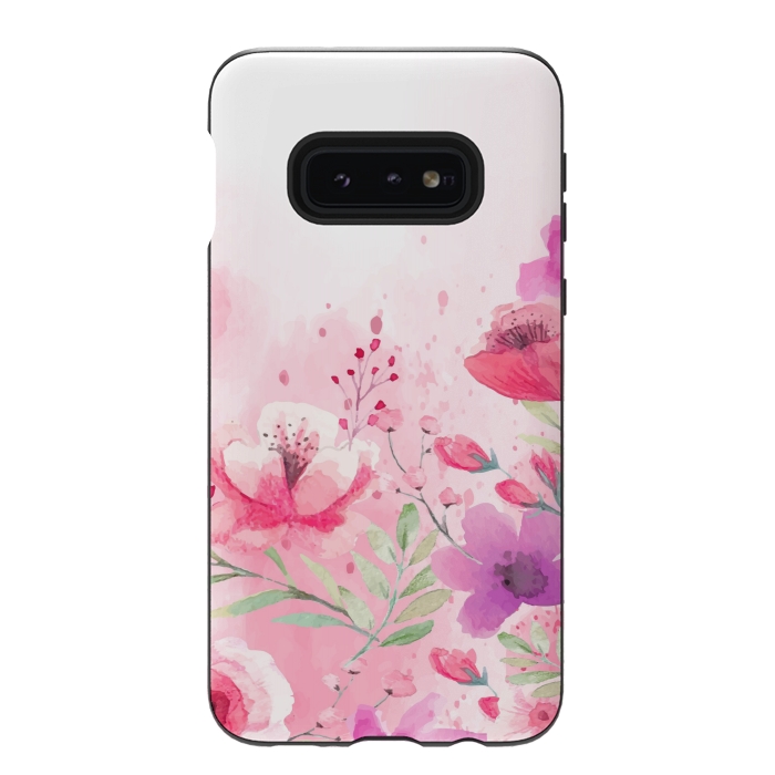 Galaxy S10e StrongFit pink floral print by MALLIKA
