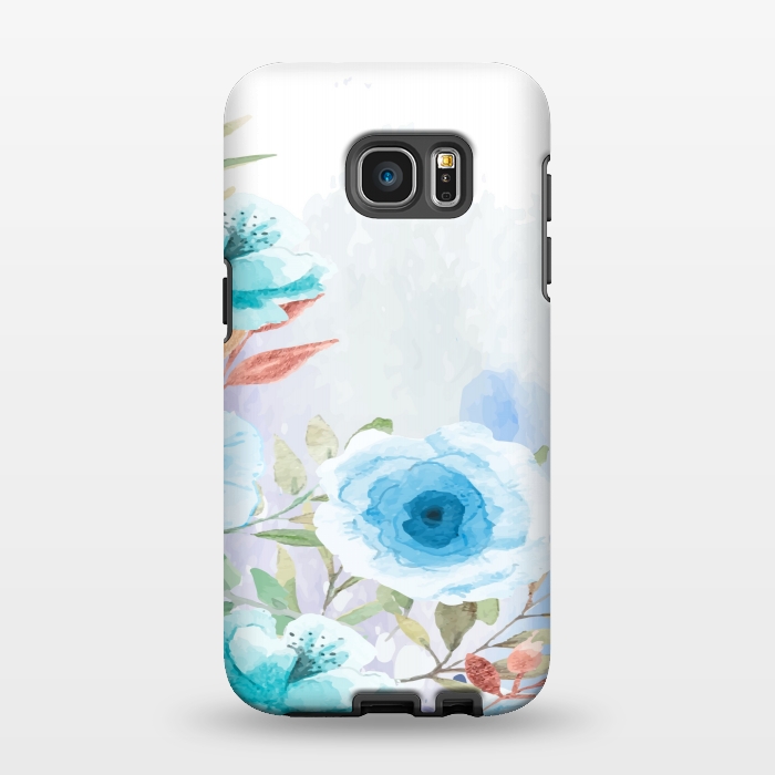 Galaxy S7 EDGE StrongFit blue floral print by MALLIKA