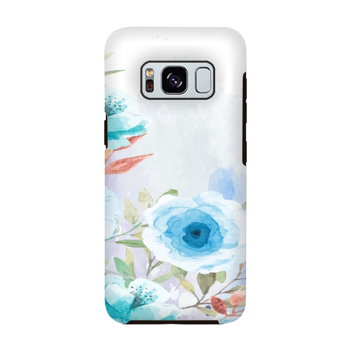 Galaxy S8 StrongFit blue floral print by MALLIKA