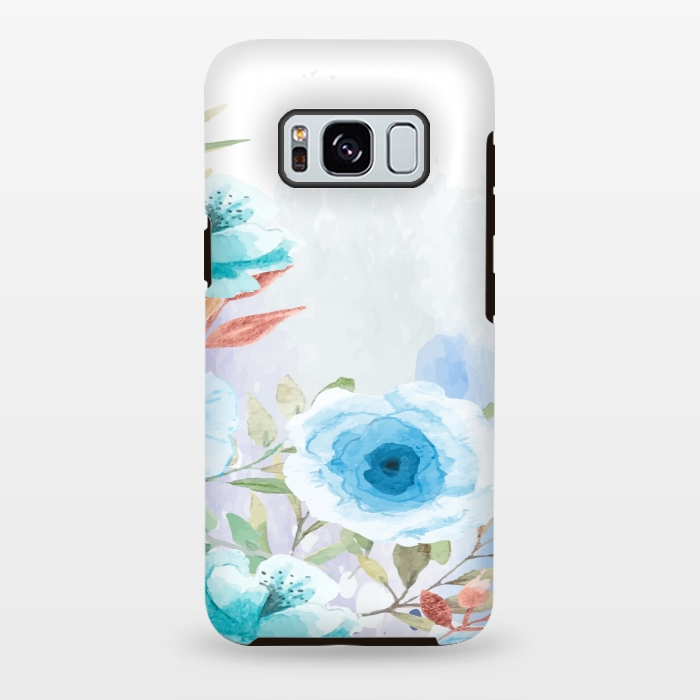 Galaxy S8 plus StrongFit blue floral print by MALLIKA