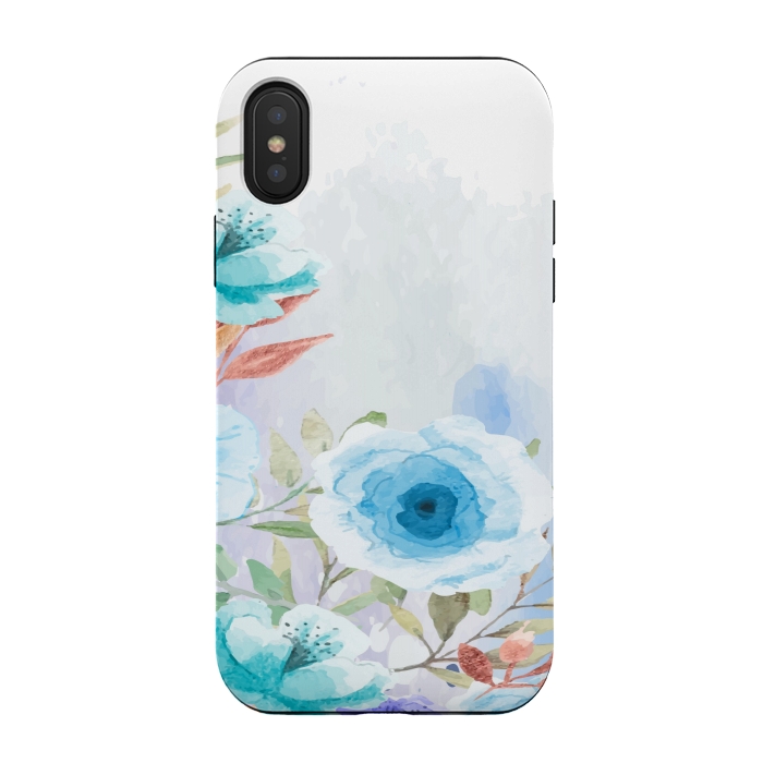 iPhone Xs / X StrongFit blue floral print by MALLIKA