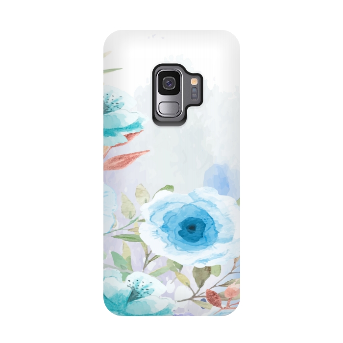 Galaxy S9 StrongFit blue floral print by MALLIKA
