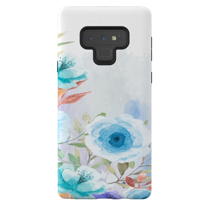 Galaxy Note 9 StrongFit blue floral print by MALLIKA