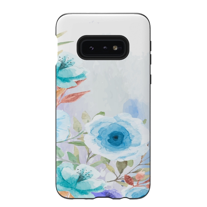 Galaxy S10e StrongFit blue floral print by MALLIKA