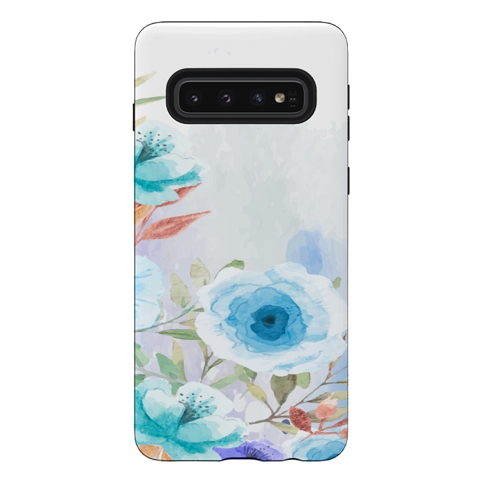 Galaxy S10 StrongFit blue floral print by MALLIKA