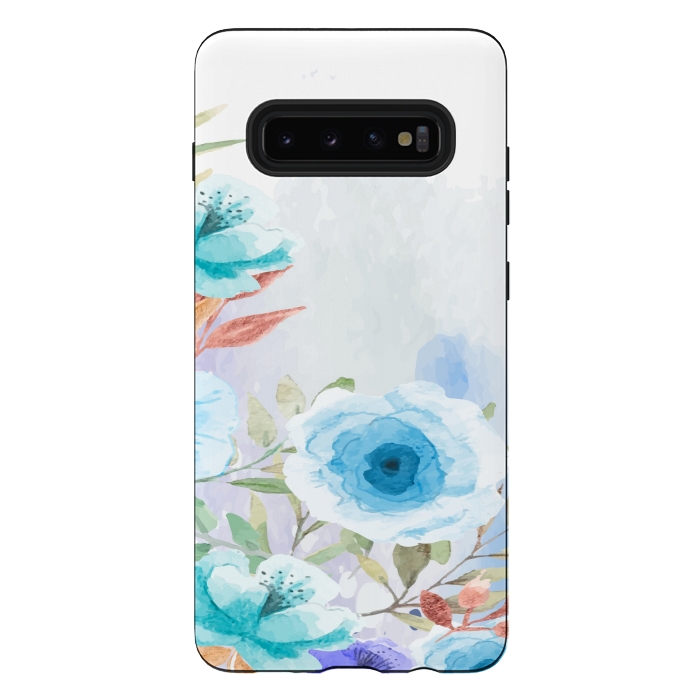 Galaxy S10 plus StrongFit blue floral print by MALLIKA