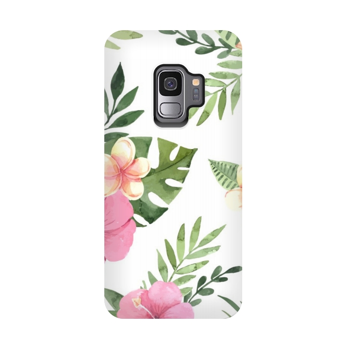 Galaxy S9 StrongFit tropical pink pattern by MALLIKA