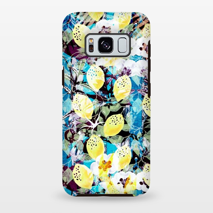 Galaxy S8 plus StrongFit Lemons and white flowers watercolor illustration by Oana 