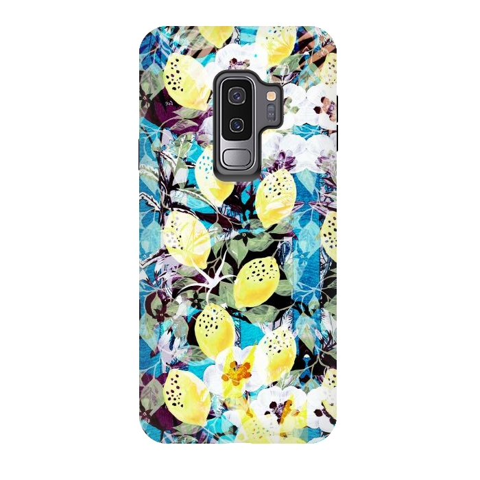 Galaxy S9 plus StrongFit Lemons and white flowers watercolor illustration by Oana 