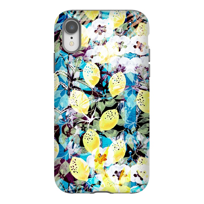 iPhone Xr StrongFit Lemons and white flowers watercolor illustration by Oana 