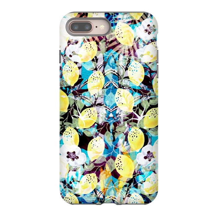 iPhone 7 plus StrongFit Lemon tree with white flowers watercolor pattern by Oana 