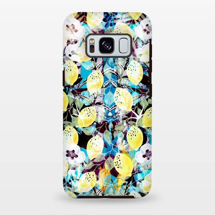 Galaxy S8 plus StrongFit Lemon tree with white flowers watercolor pattern by Oana 
