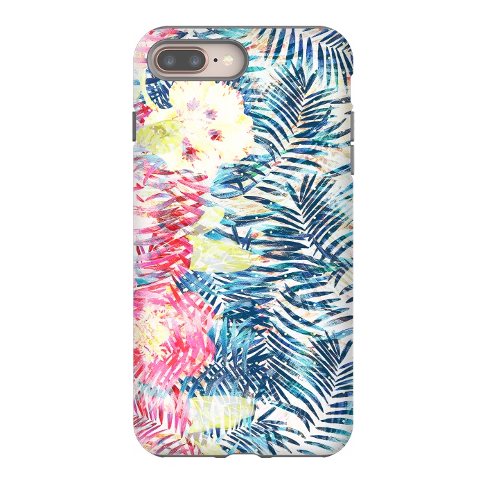 iPhone 7 plus StrongFit Colorful tropical leaves hawaiian bouquet by Oana 