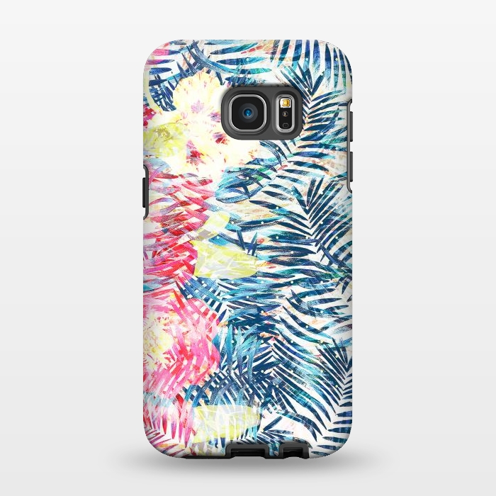 Galaxy S7 EDGE StrongFit Colorful tropical leaves hawaiian bouquet by Oana 