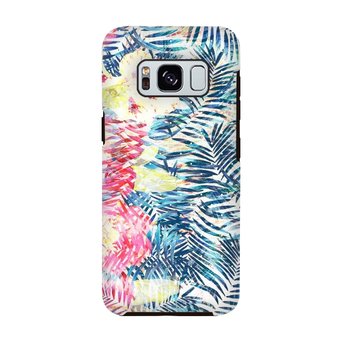 Galaxy S8 StrongFit Colorful tropical leaves hawaiian bouquet by Oana 
