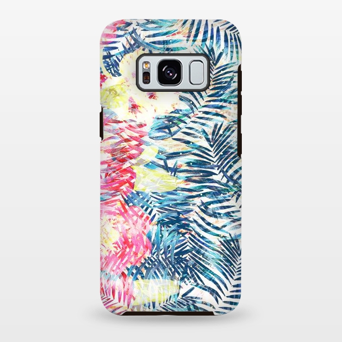 Galaxy S8 plus StrongFit Colorful tropical leaves hawaiian bouquet by Oana 