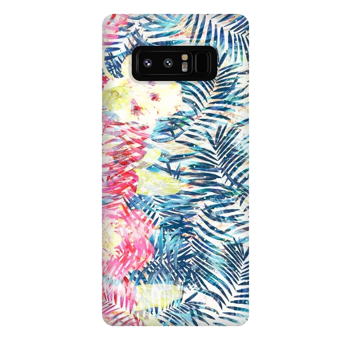 Galaxy Note 8 StrongFit Colorful tropical leaves hawaiian bouquet by Oana 
