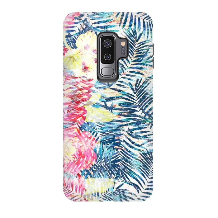 Galaxy S9 plus StrongFit Colorful tropical leaves hawaiian bouquet by Oana 