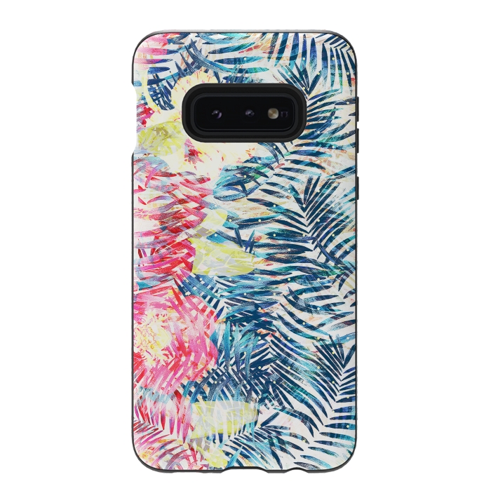 Galaxy S10e StrongFit Colorful tropical leaves hawaiian bouquet by Oana 