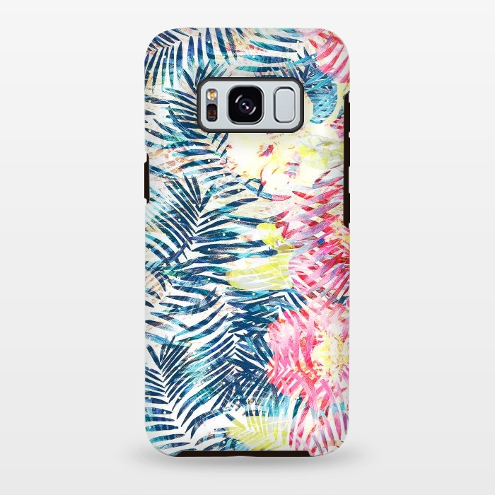 Galaxy S8 plus StrongFit Tropical palm leaves and colorful flowers by Oana 