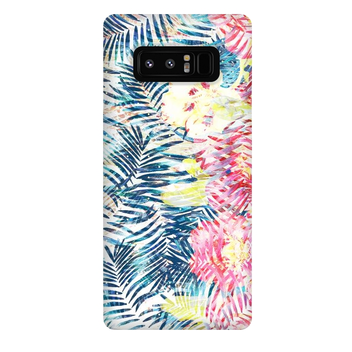 Galaxy Note 8 StrongFit Tropical palm leaves and colorful flowers by Oana 