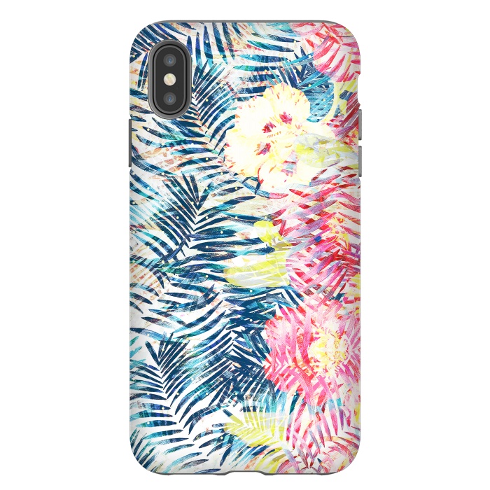 iPhone Xs Max StrongFit Tropical palm leaves and colorful flowers by Oana 