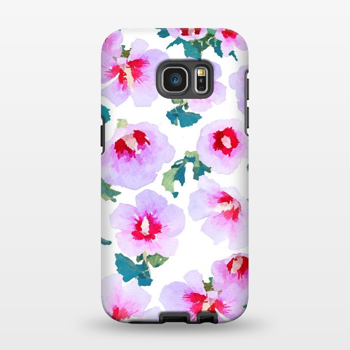 Galaxy S7 EDGE StrongFit Rose of Sharon watercolor flowers by Oana 