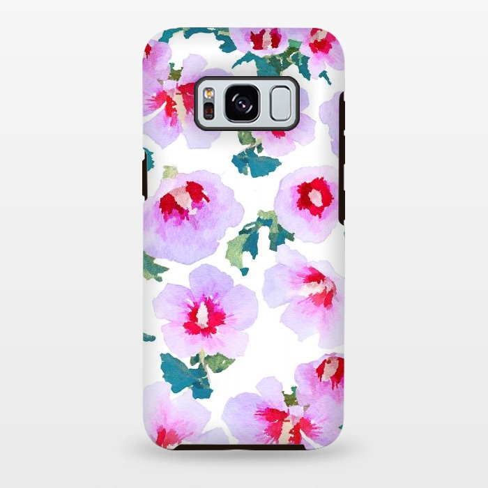 Galaxy S8 plus StrongFit Rose of Sharon watercolor flowers by Oana 