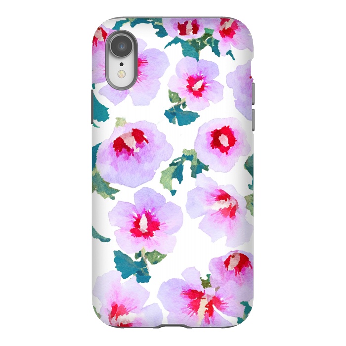 iPhone Xr StrongFit Rose of Sharon watercolor flowers by Oana 