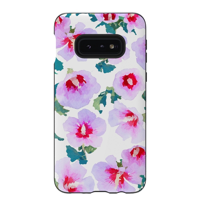 Galaxy S10e StrongFit Rose of Sharon watercolor flowers by Oana 