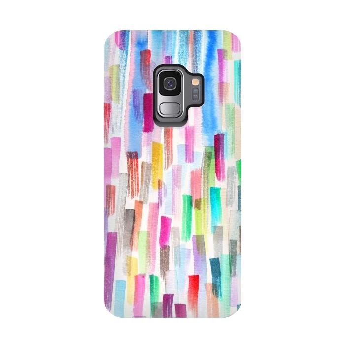 Galaxy S9 StrongFit Colorful Brushstrokes Multicolored by Ninola Design