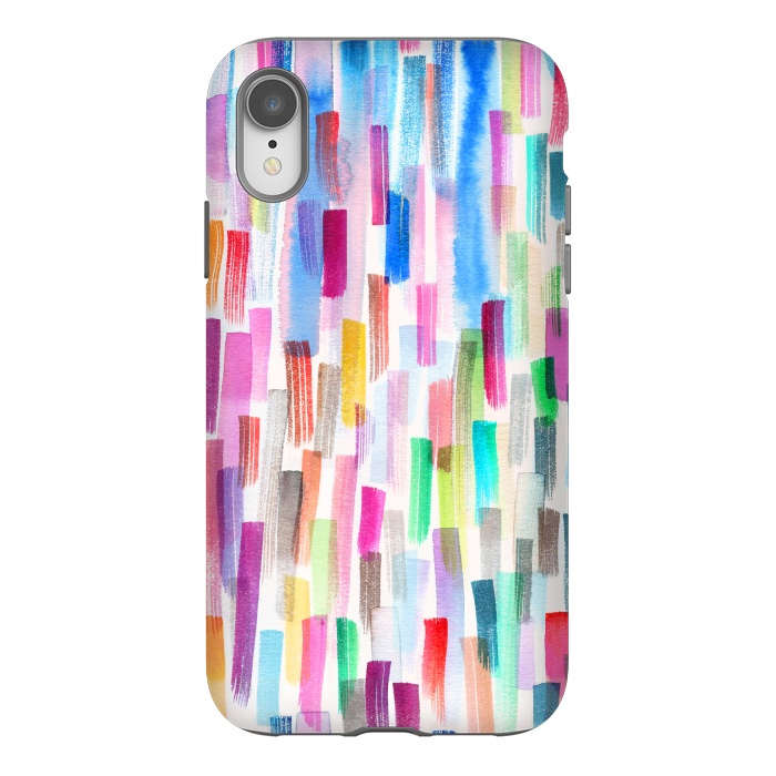 iPhone Xr StrongFit Colorful Brushstrokes Multicolored by Ninola Design