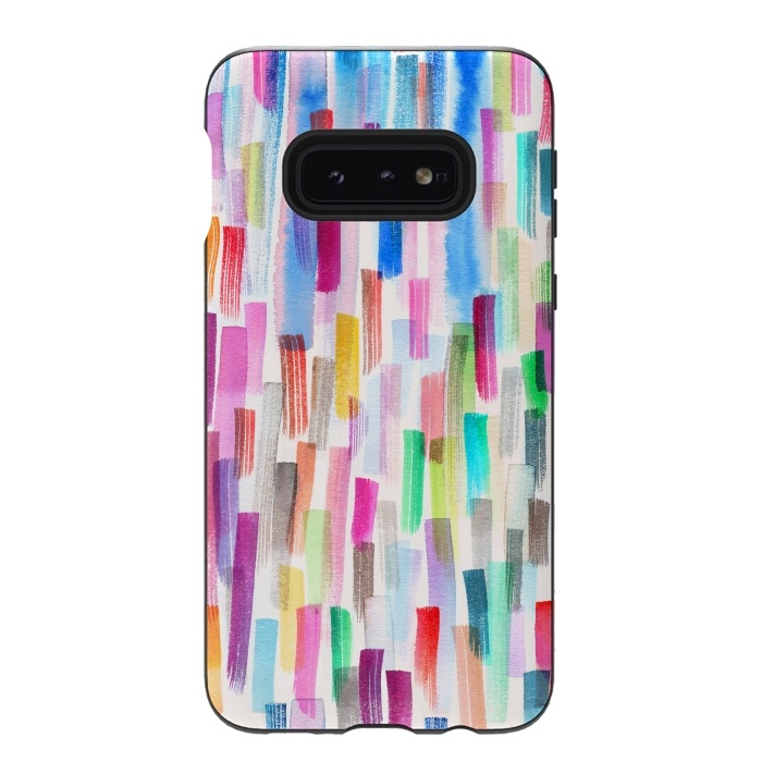 Galaxy S10e StrongFit Colorful Brushstrokes Multicolored by Ninola Design