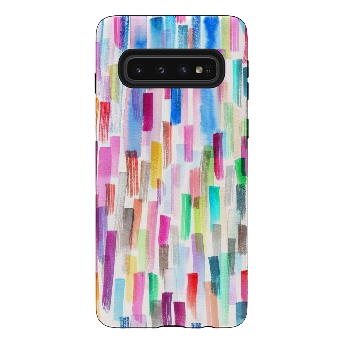 Galaxy S10 StrongFit Colorful Brushstrokes Multicolored by Ninola Design