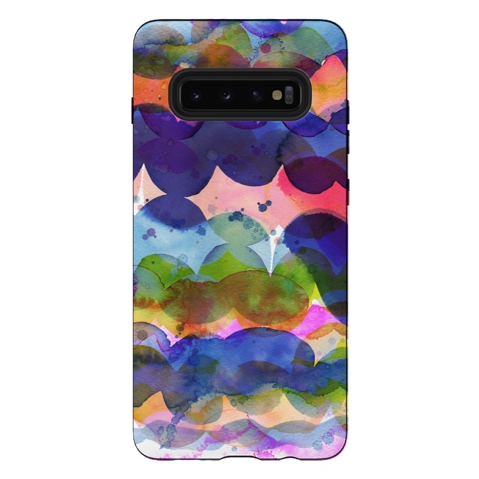 Galaxy S10 plus StrongFit Abstract Watercolor Waves by Ninola Design