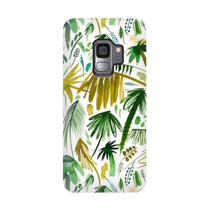 Galaxy S9 StrongFit Brushstrokes Tropical Palms by Ninola Design