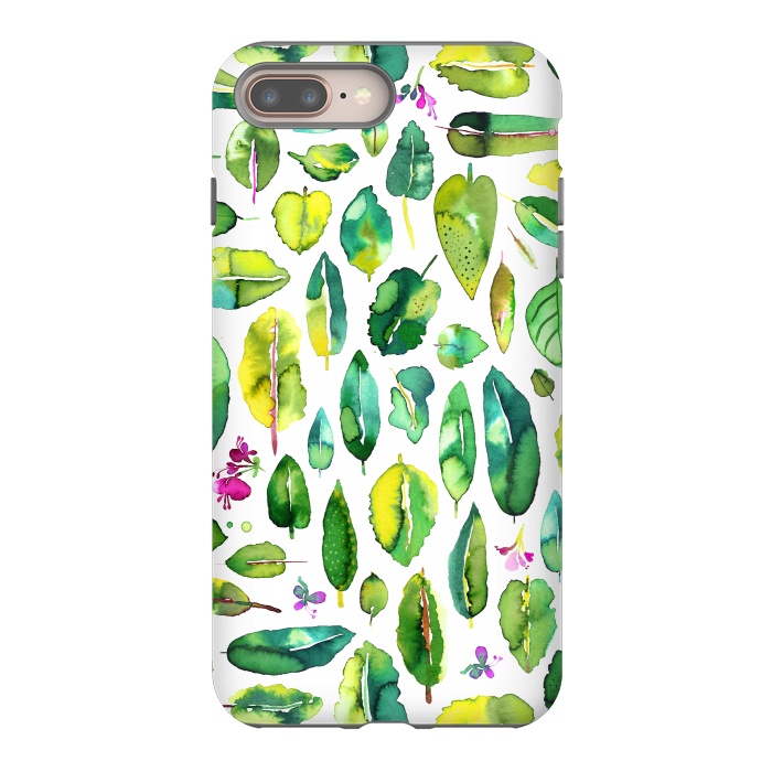 iPhone 7 plus StrongFit Botanical Green Leaves by Ninola Design