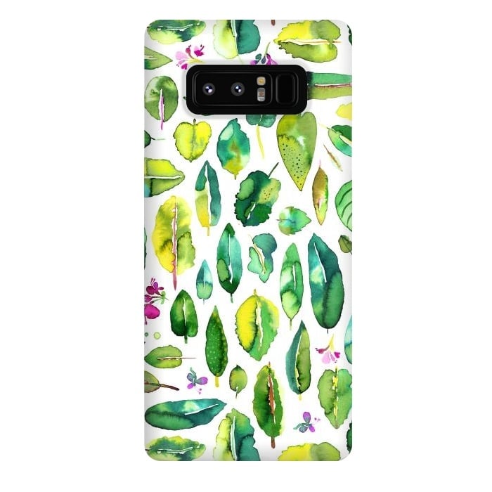 Galaxy Note 8 StrongFit Botanical Green Leaves by Ninola Design
