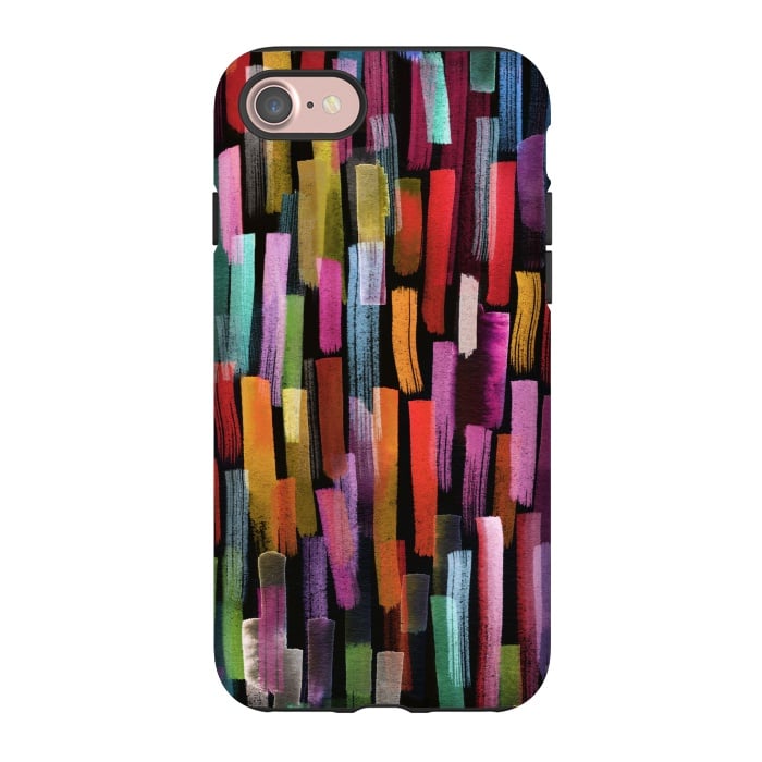 iPhone 7 StrongFit Colorful Brushstrokes Black by Ninola Design