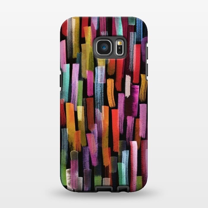 Galaxy S7 EDGE StrongFit Colorful Brushstrokes Black by Ninola Design