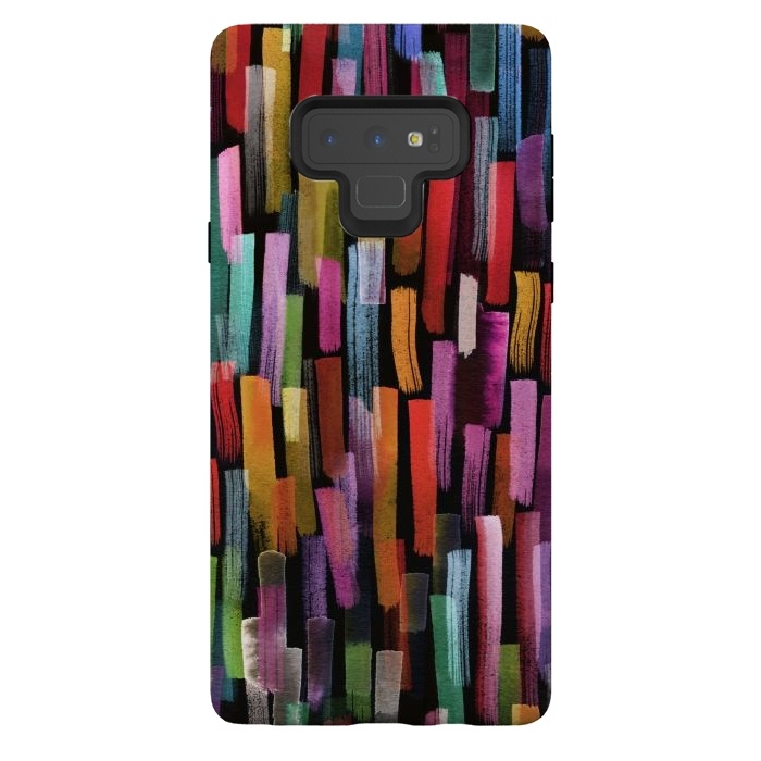 Galaxy Note 9 StrongFit Colorful Brushstrokes Black by Ninola Design